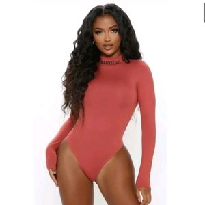 Fashion Nova Baby Girl Mock Neck Bodysuit – Mauve, Size Small